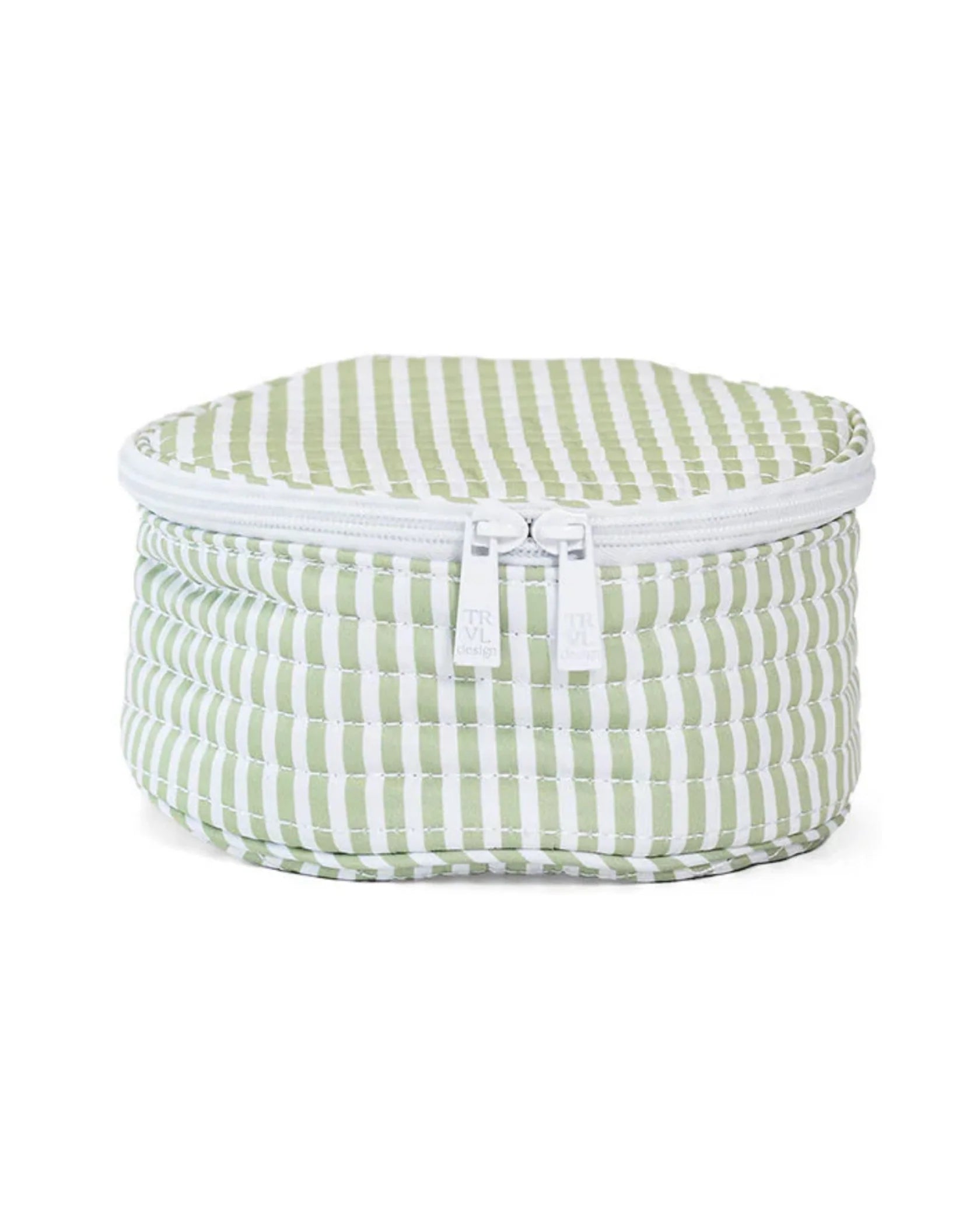 TRVL Designs Quilted Jewelry Round Case - Pimlico Stripe Sage