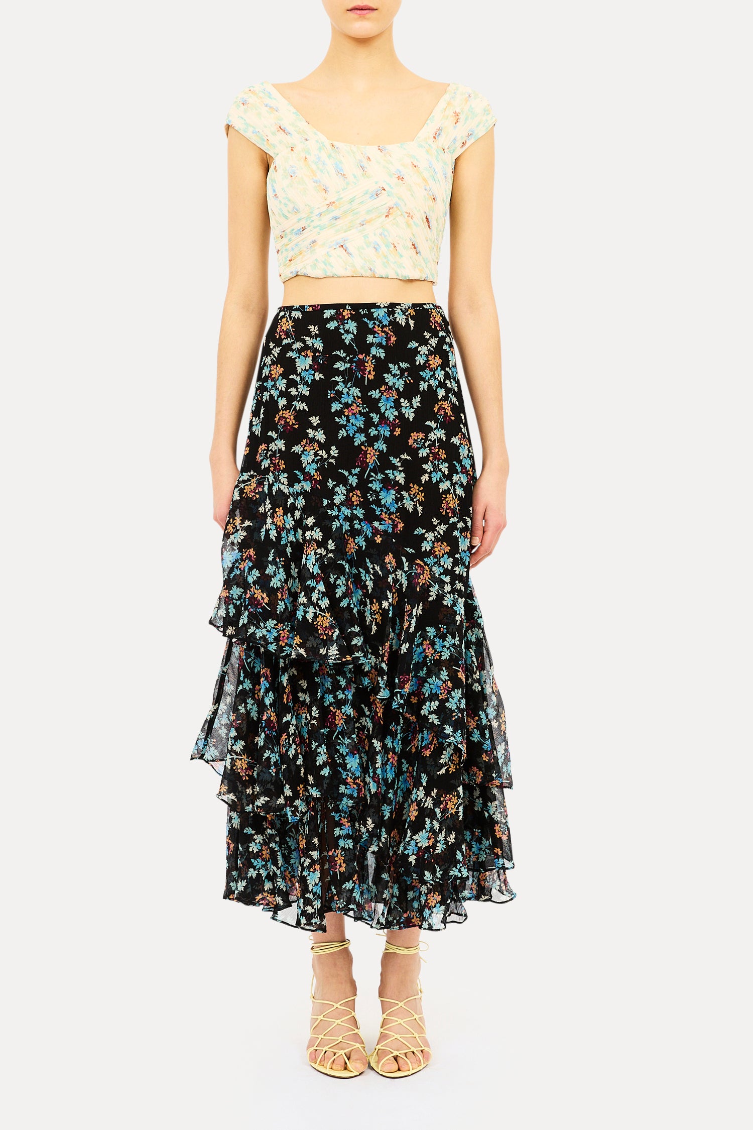 Meadow Silk Midi Skirt