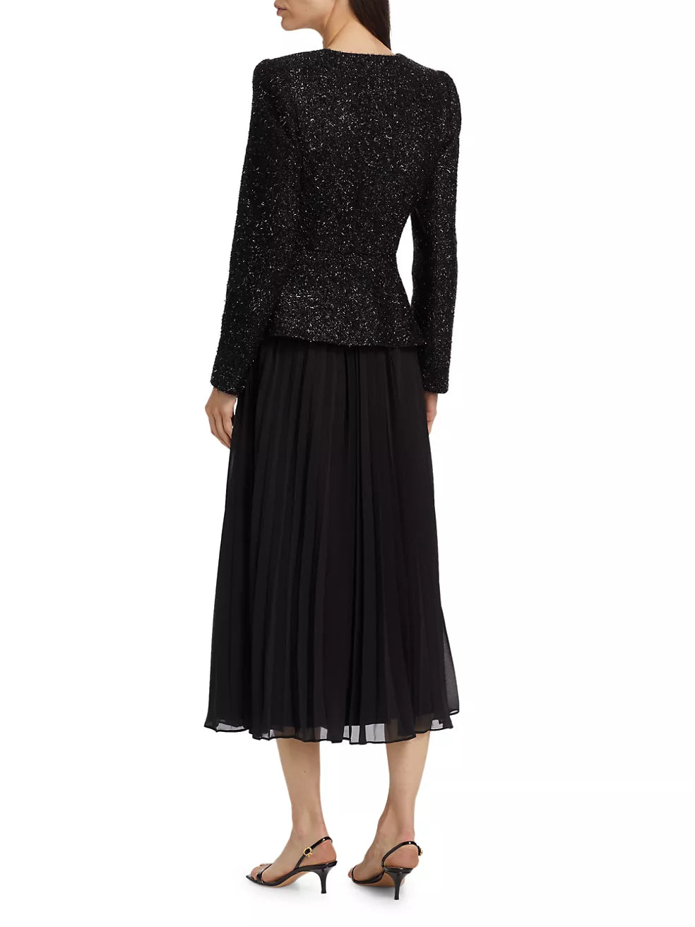 Self Portrait Tinsel Bouclé Chiffon Midi-Dress