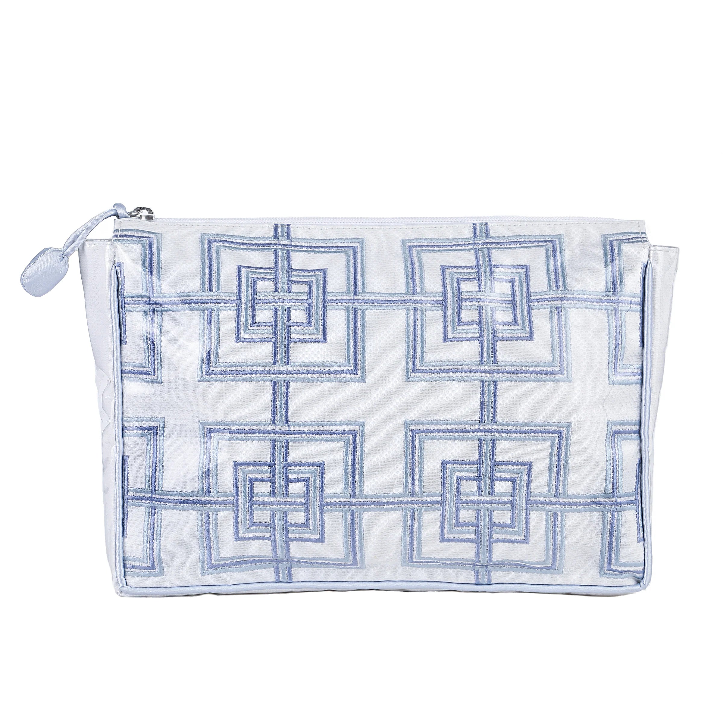 Lenora Geometric Large Makeup Bag - Blue