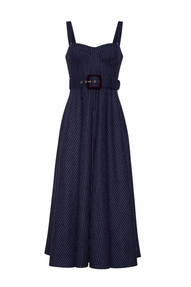 Navy Chalk Stripe