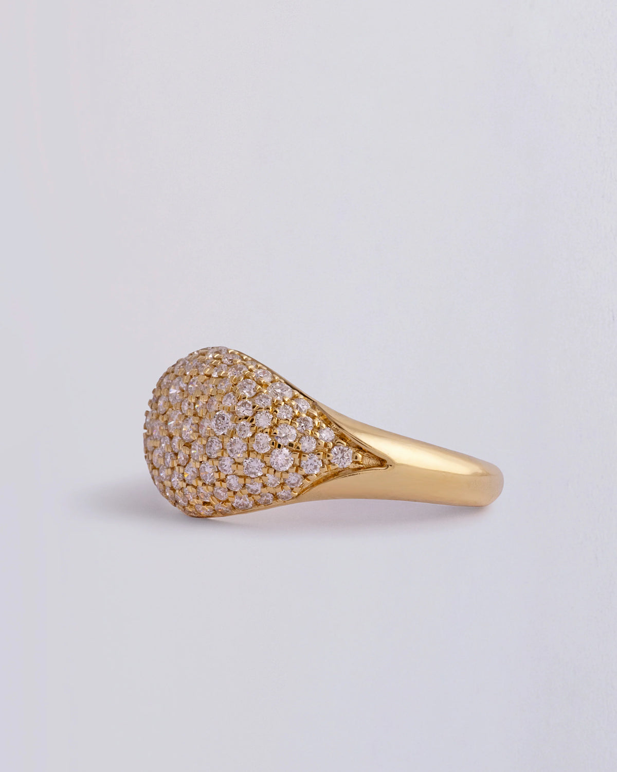 Hyou Diamond Studded Signet Pinky Ring - Size 3