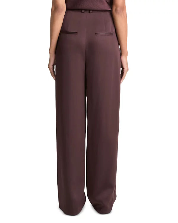 Vince Mid Rise Wide Leg Pleated Trouser