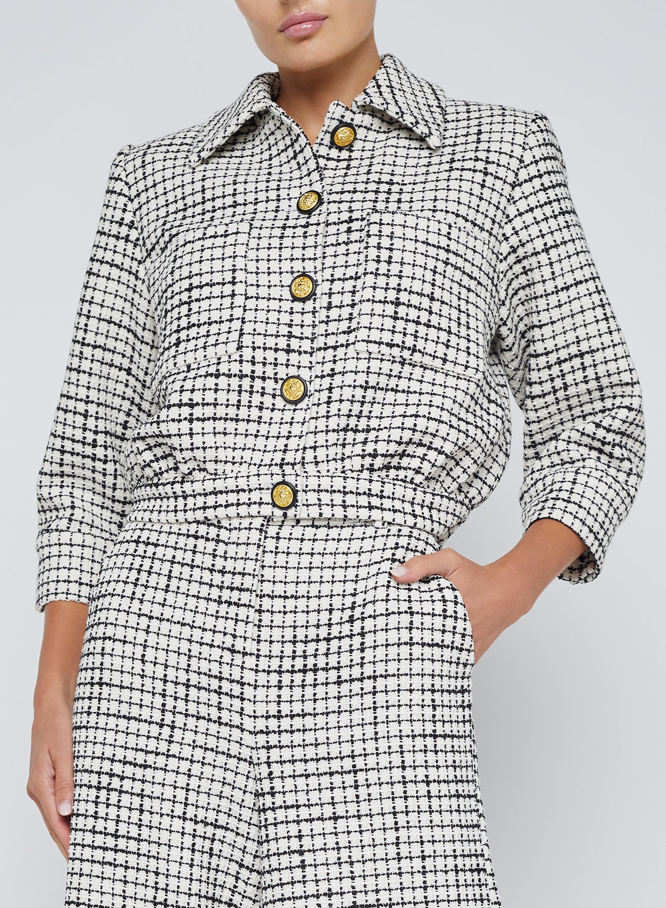 L'Agence Jia Crop 3/4 Sleeve Jacket