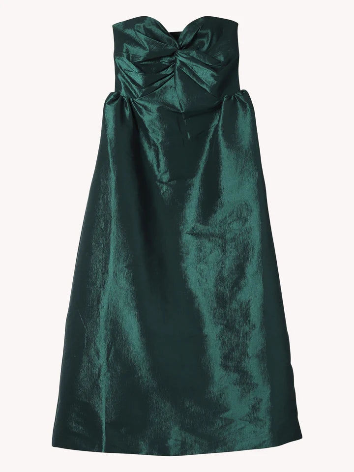 Kika Vargas Rose Dress - Pine Taffeta