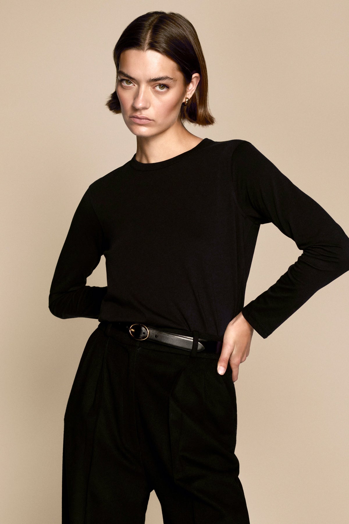 The Long Sleeve Perfect Tee in Black - WS
