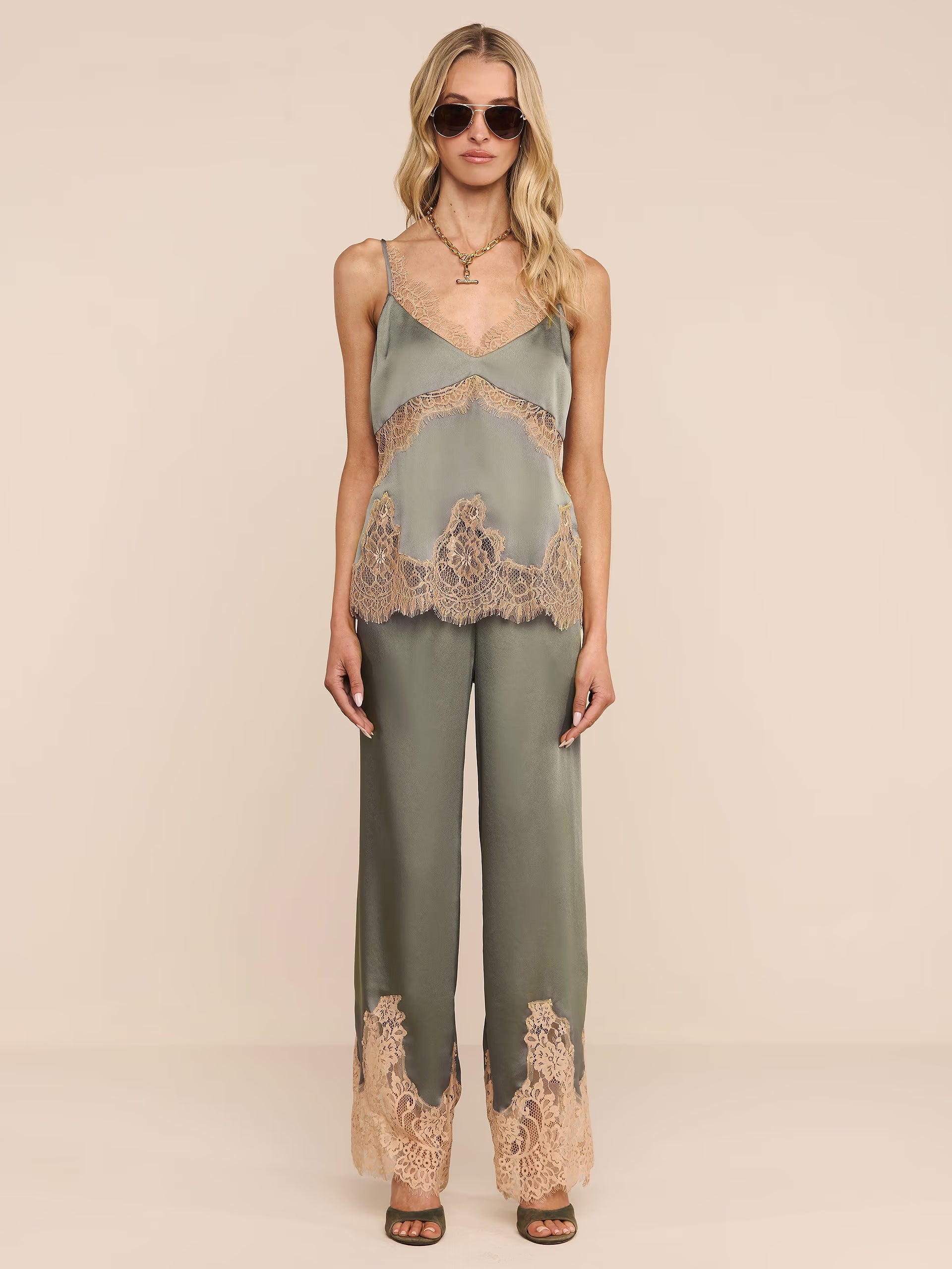 L'Agence Mirel Lace Trim Drawstring Pant