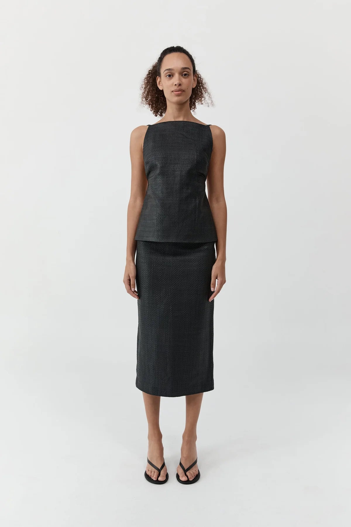 St. Agni Woven Leather Skirt