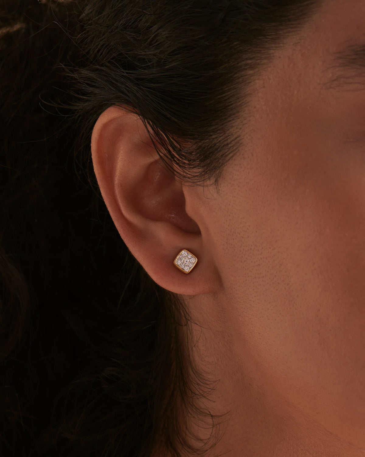 HYOU Square Cluster Diamond Small Earrings
