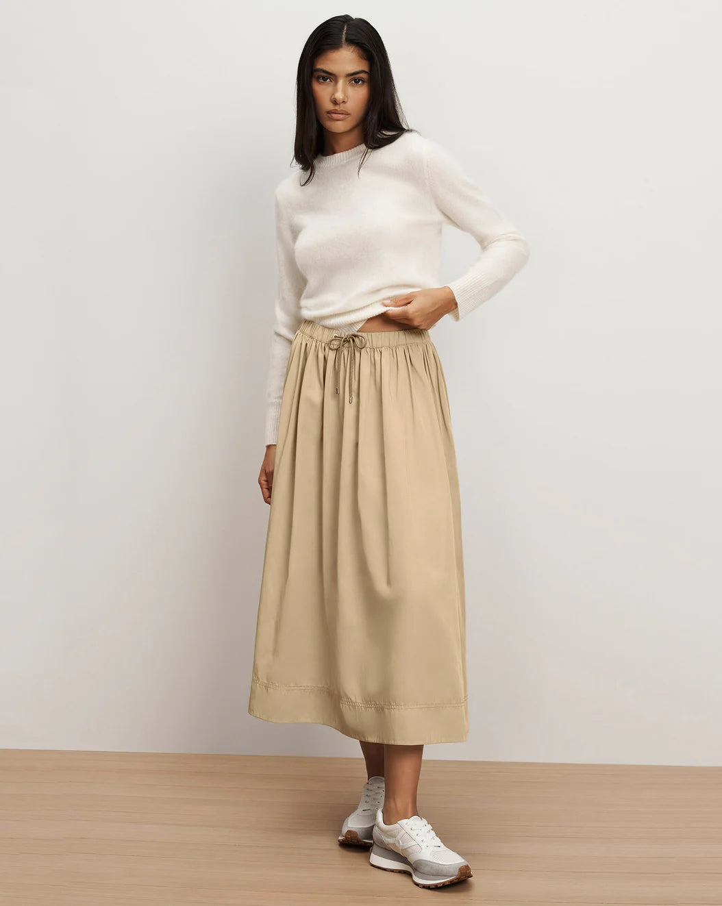 Veronica Beard Bates Bungee Midi Skirt - Sand
