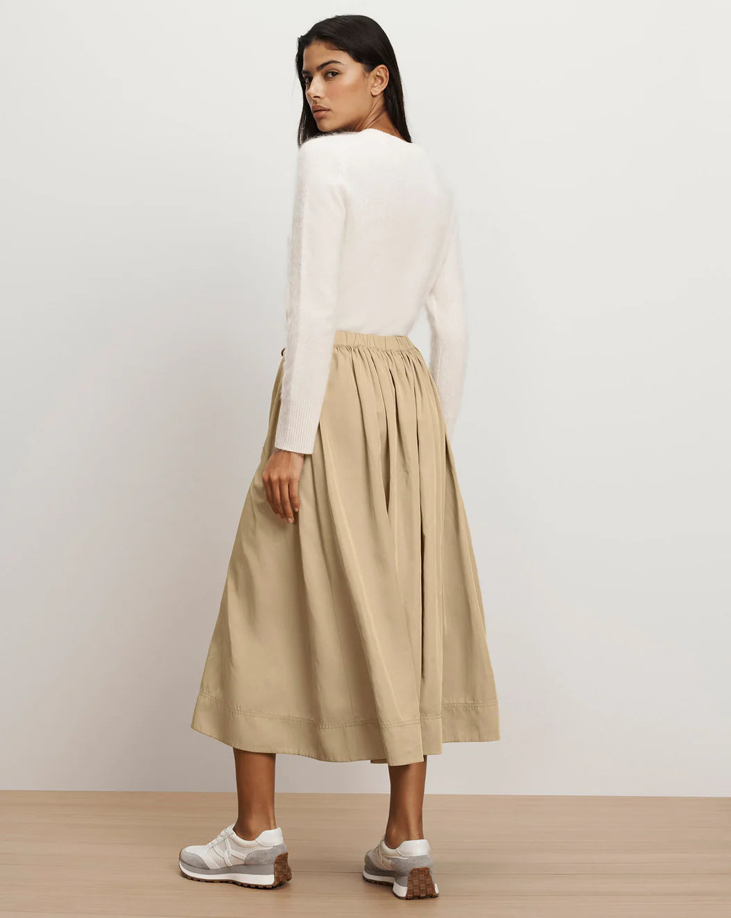 Veronica Beard Bates Bungee Midi Skirt - Sand