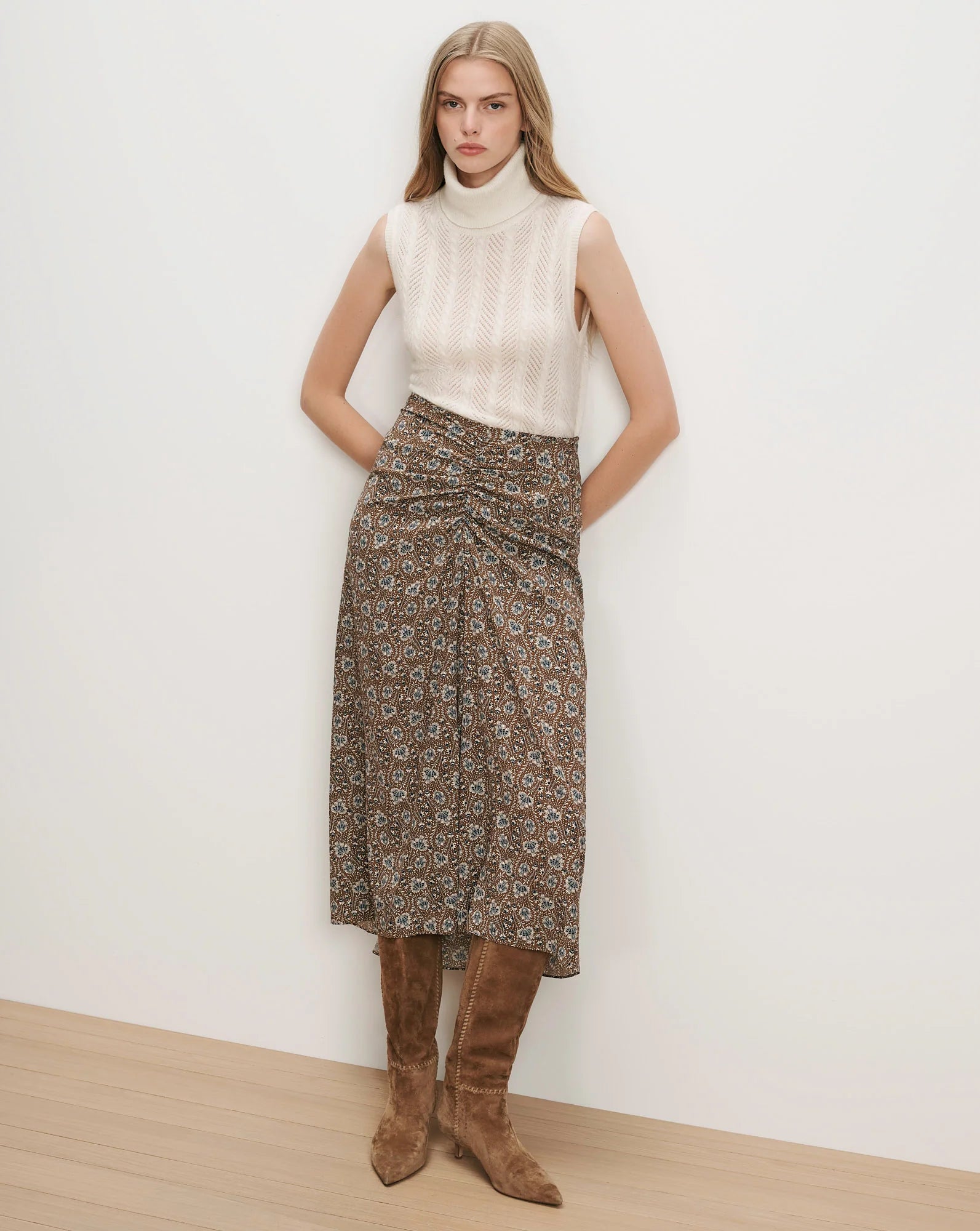 Veronica Beard Limani Floral Midi Skirt