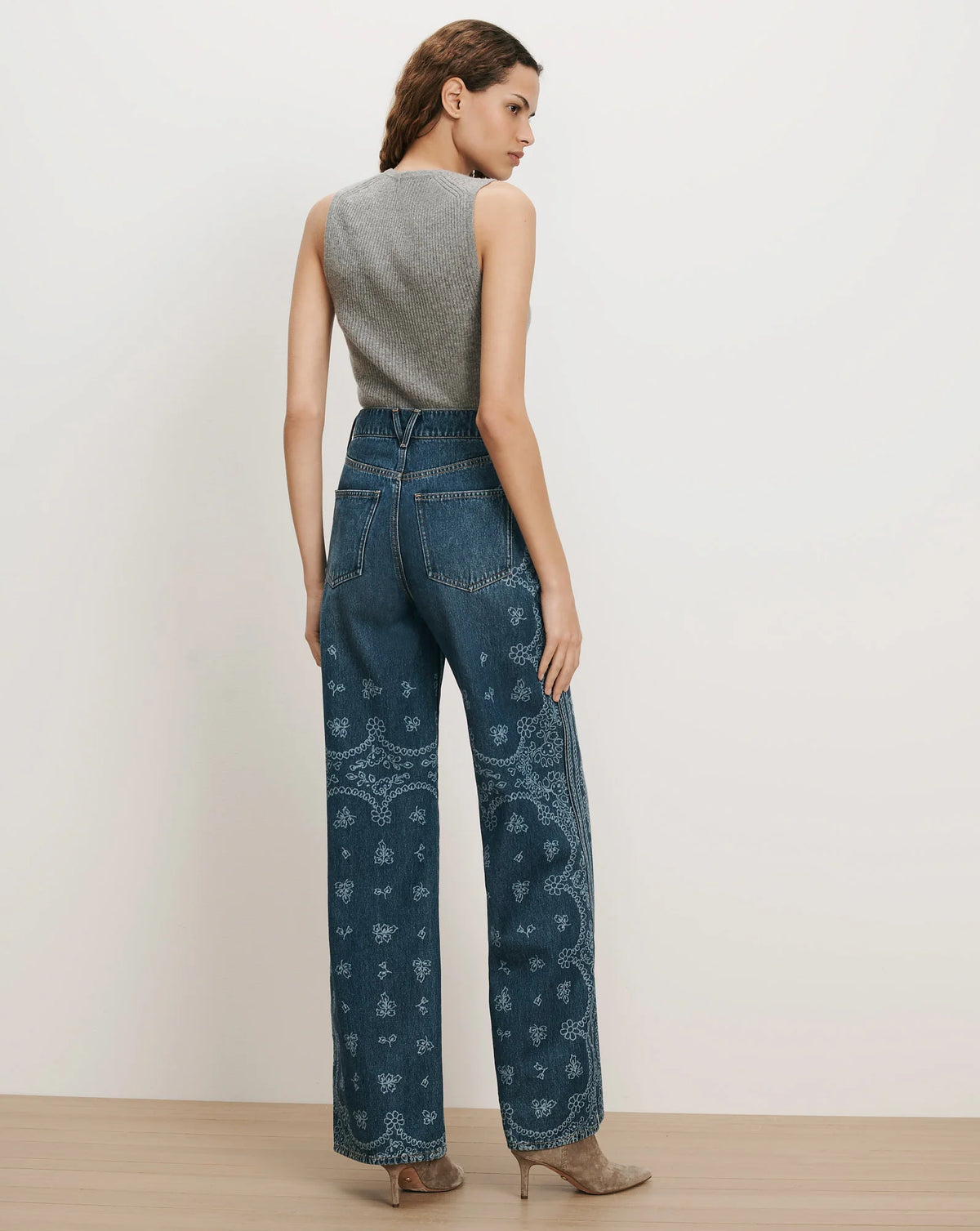 Veronica Beard Taylor Bandana Wide-Leg Jean