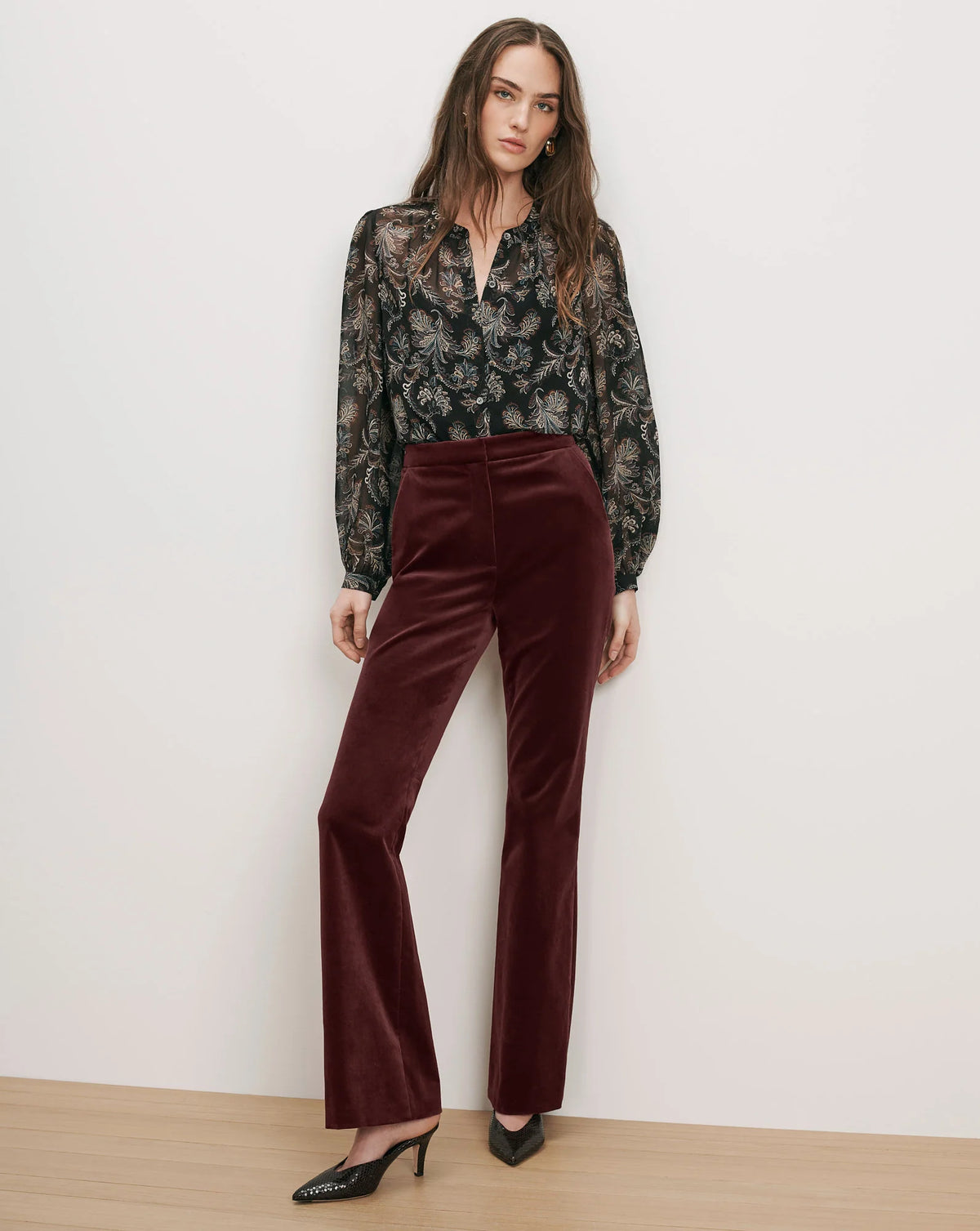 Veronica Beard Gracie Velvet Flare Pant