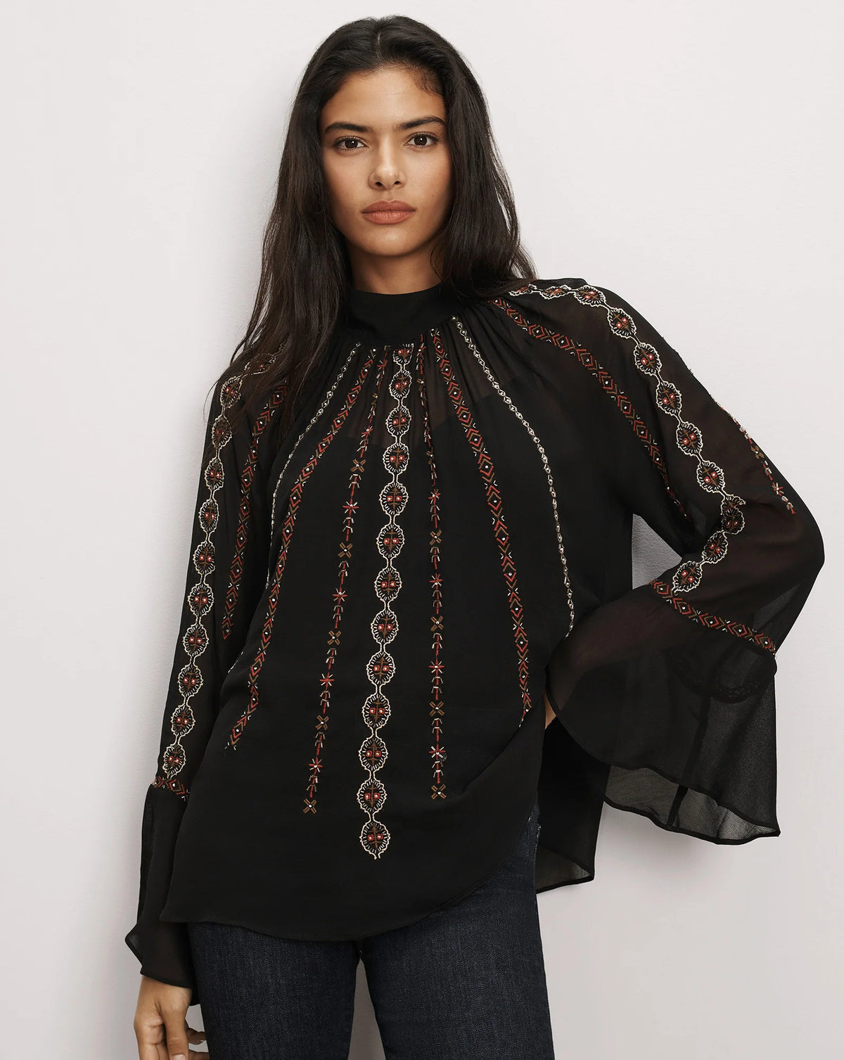 Veronica Beard Tairis Embroidered Blouse