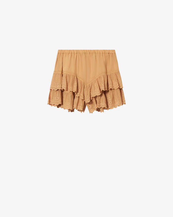 Isabel Marant Jocadia Ruffled Embroidered Shorts