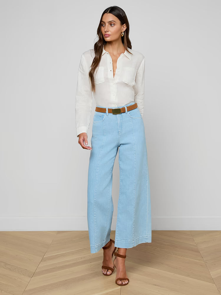 L'Agence Houston Cropped Wide-Leg Jean
