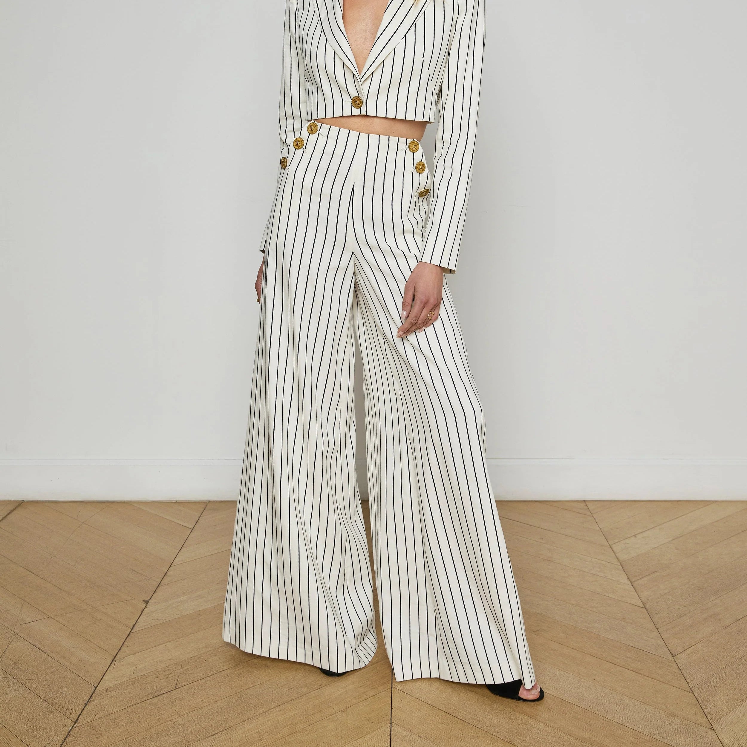 L'Agence Kingston Striped Wide-Leg Pant