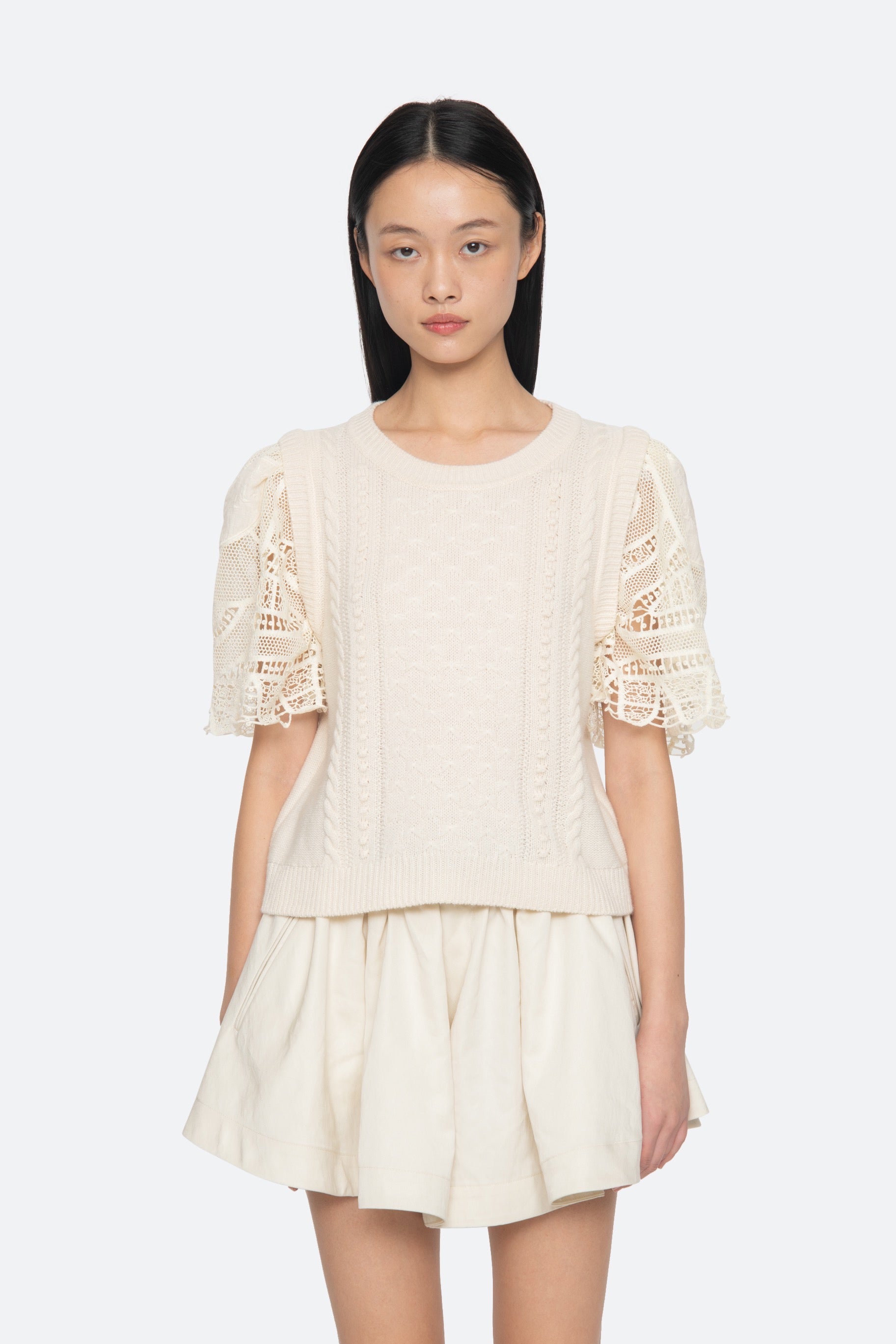 ALINA LACE COMBO SLV SWEATER (D2)