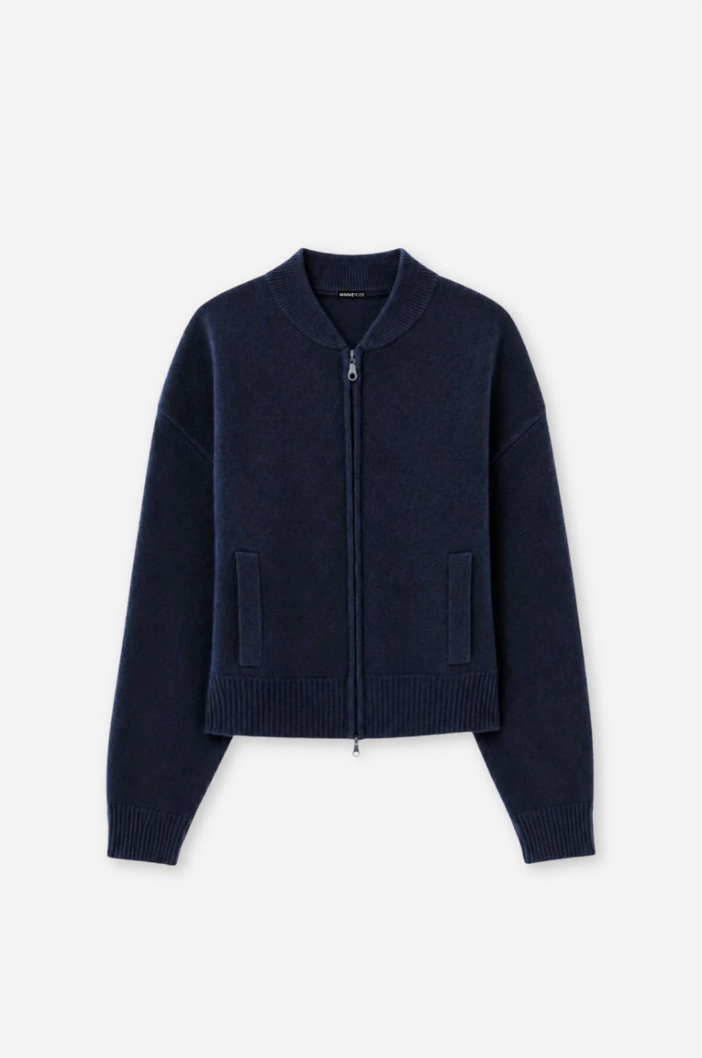 Minnie Rose Cashmere Cropped Bomber - Navy