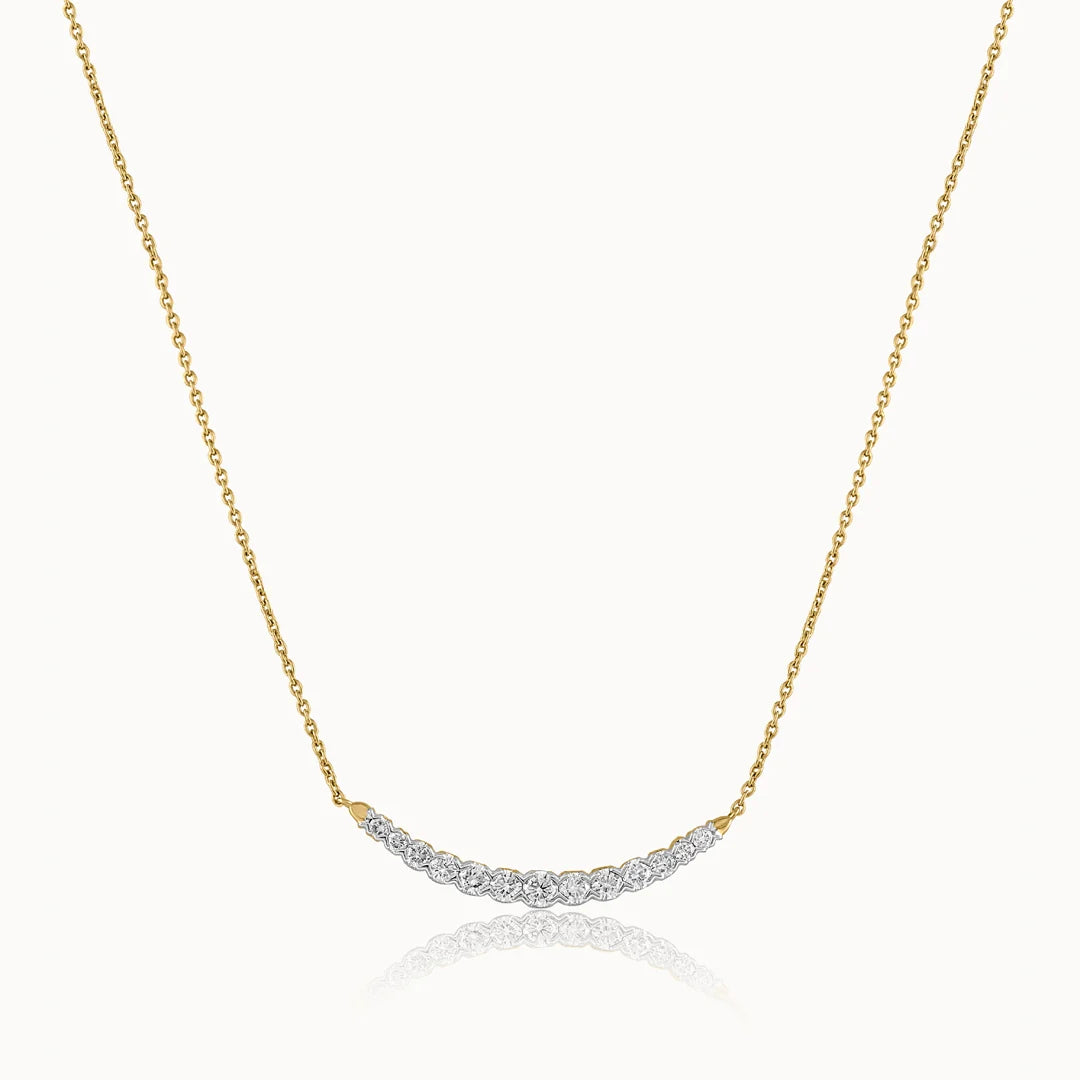 Hyou Scallop Bar Diamond Necklace