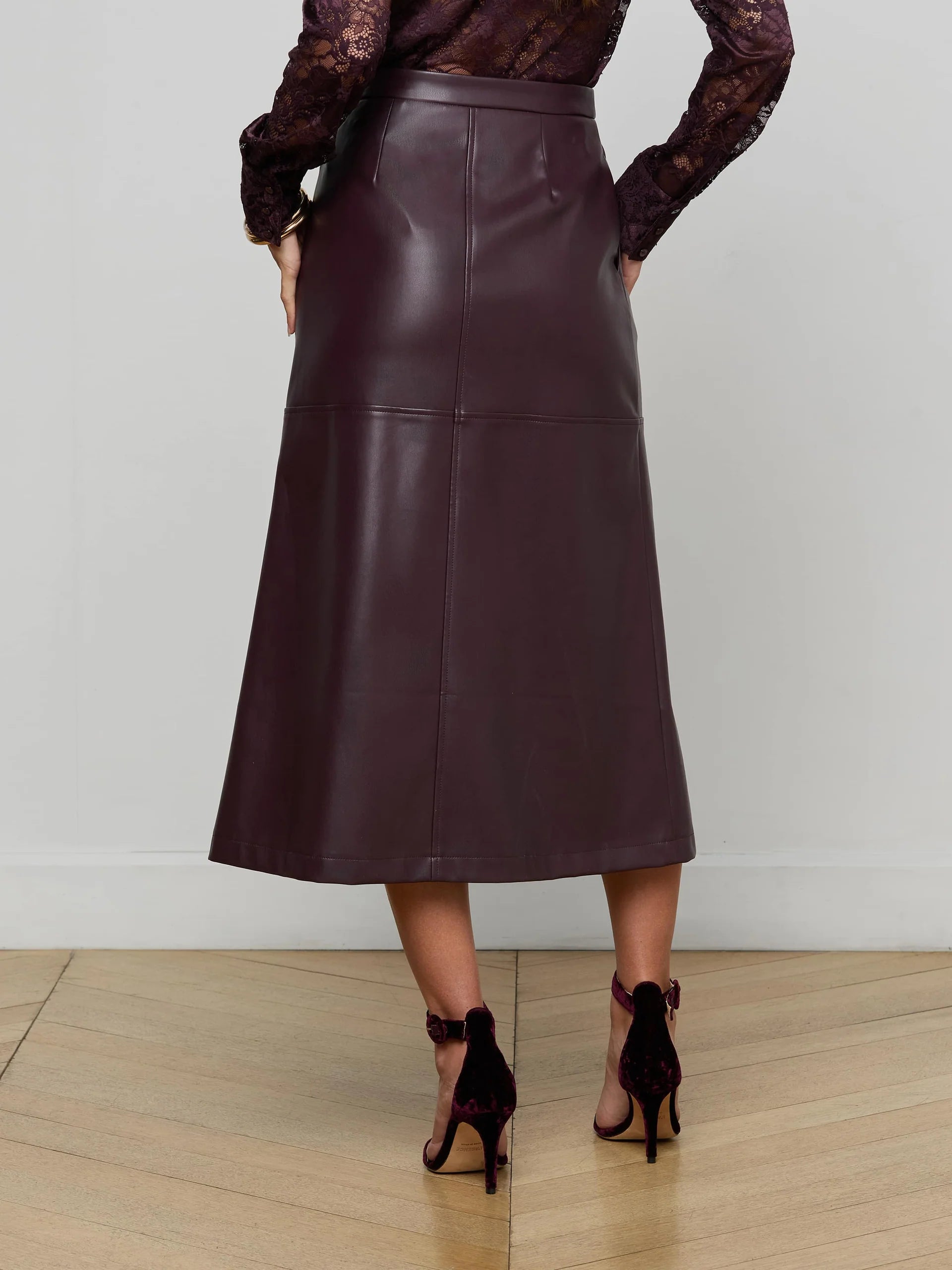 L'Agence Robyn Vegan Leather Midi Skirt