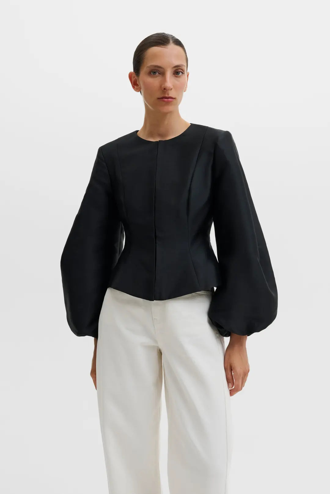 Malina Vendela Balloon Sleeve Blouse - Black