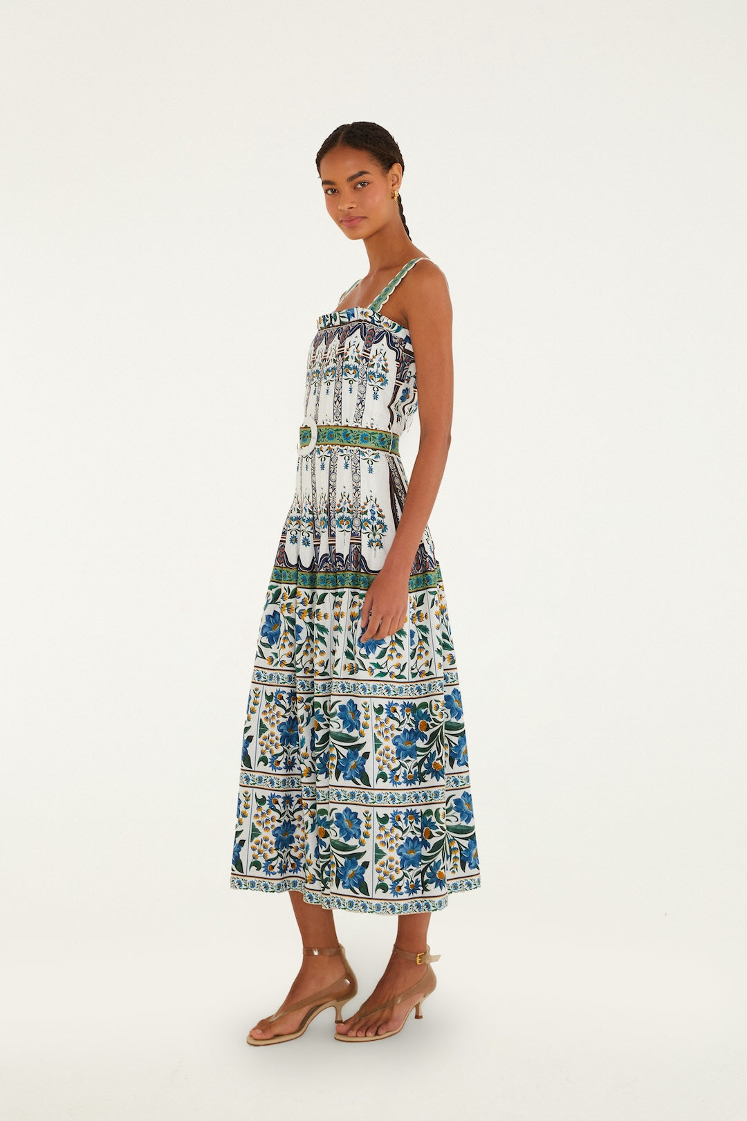 MANOELA OFF-WHITE SLEVELESS BELT MAXI DRESS