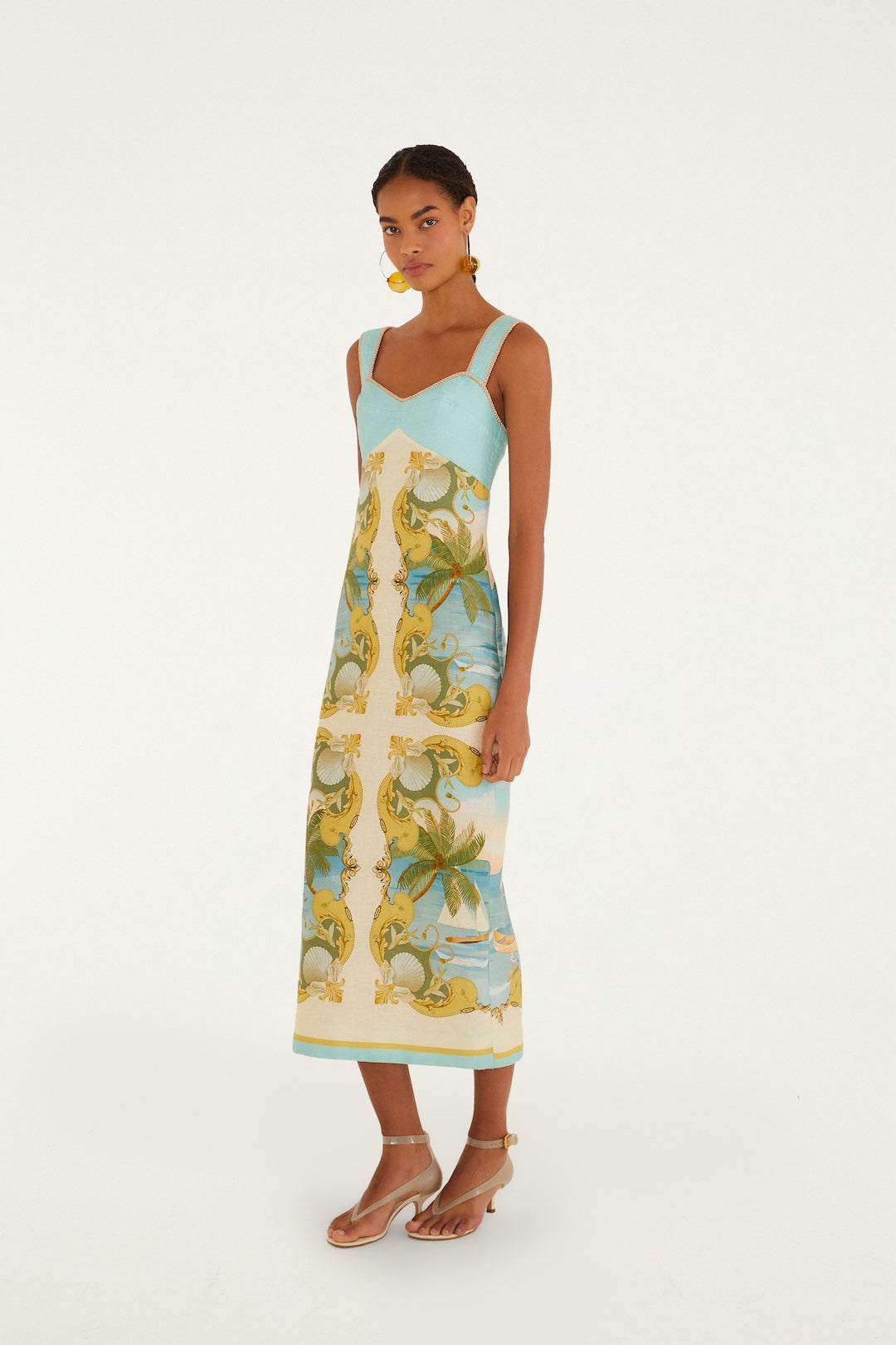 ROYAL SEA MULTICOLOR SLEVELESS MAXI DRESS