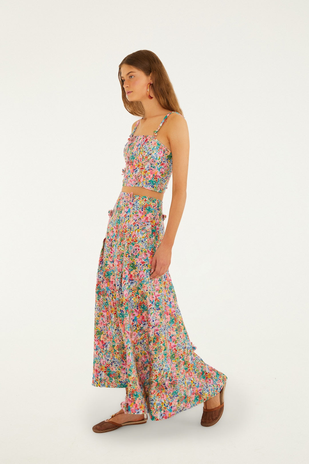 PEASANT FLORAL OFF-WHITE BUTTERFLIES TOP