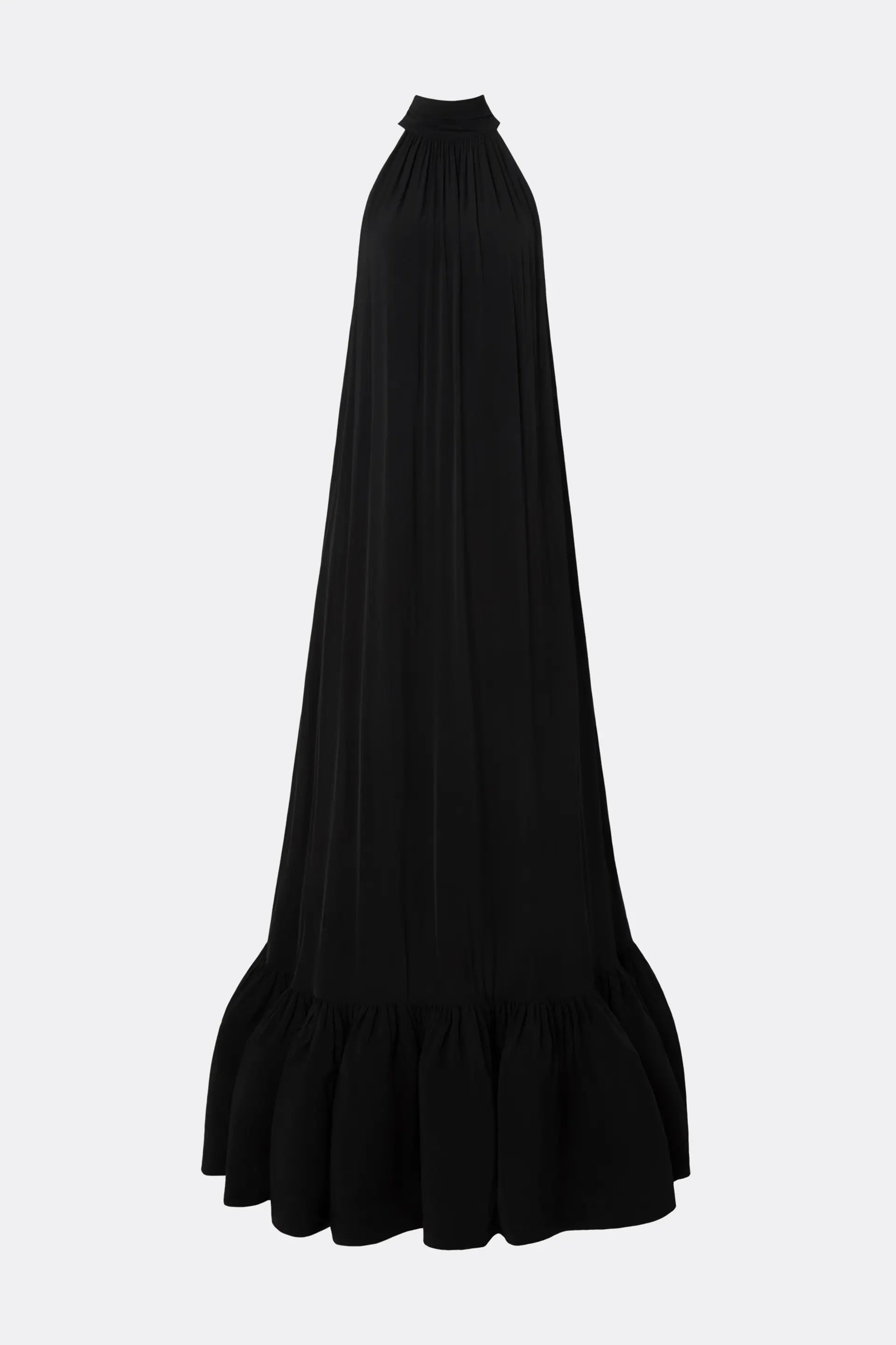 Malina Lykke Halterneck Ruffled Maxi Dress
