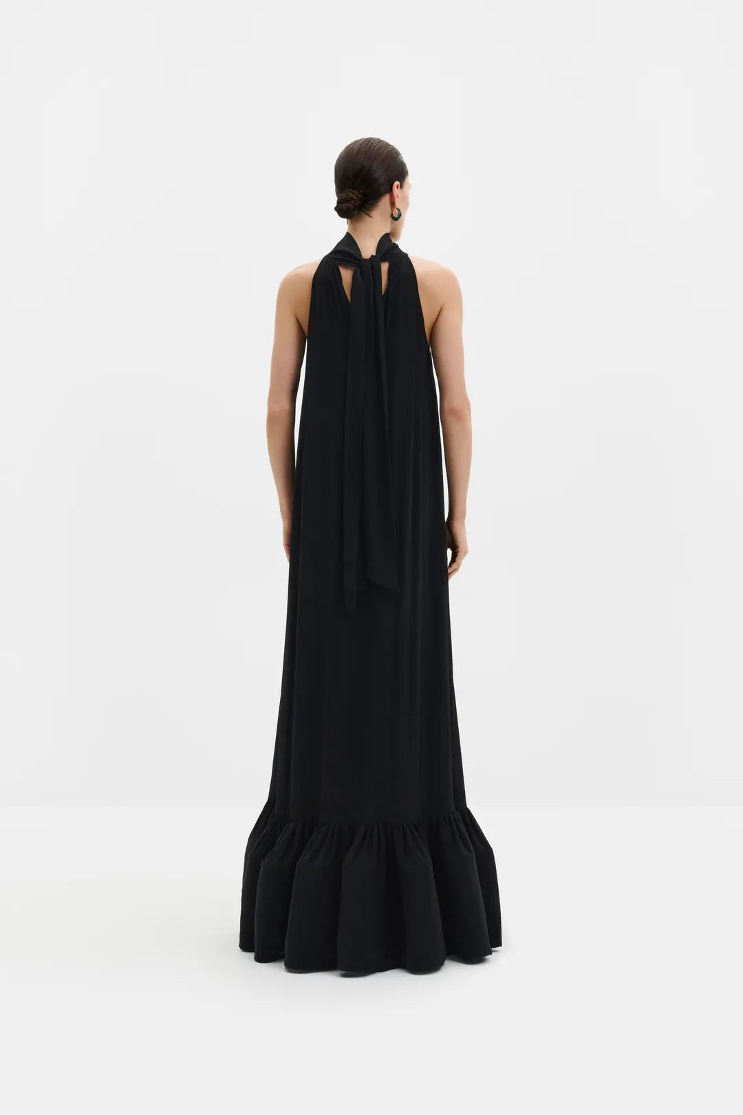Malina Lykke Halterneck Ruffled Maxi Dress