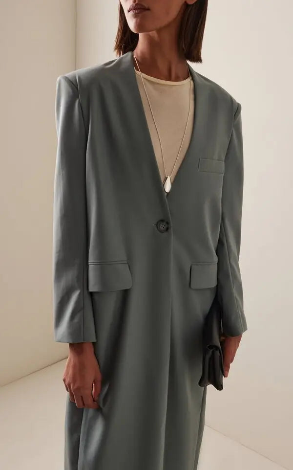 By Sloan Summer Wool Long Collarless Coat