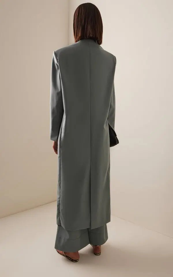 By Sloan Summer Wool Long Collarless Coat