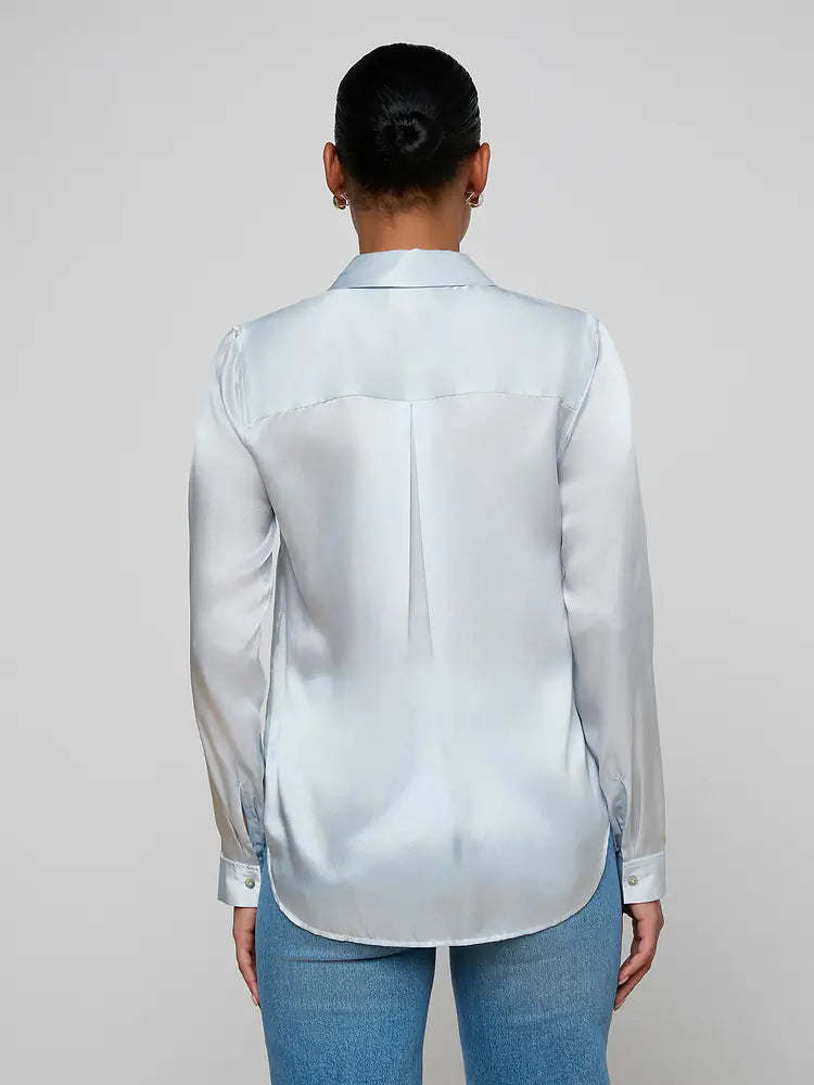 L'Agence Tyler Silk Blouse - Pale Mist Blue