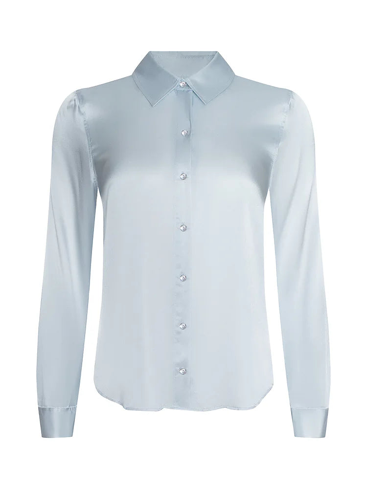 L'Agence Tyler Silk Blouse - Pale Mist Blue