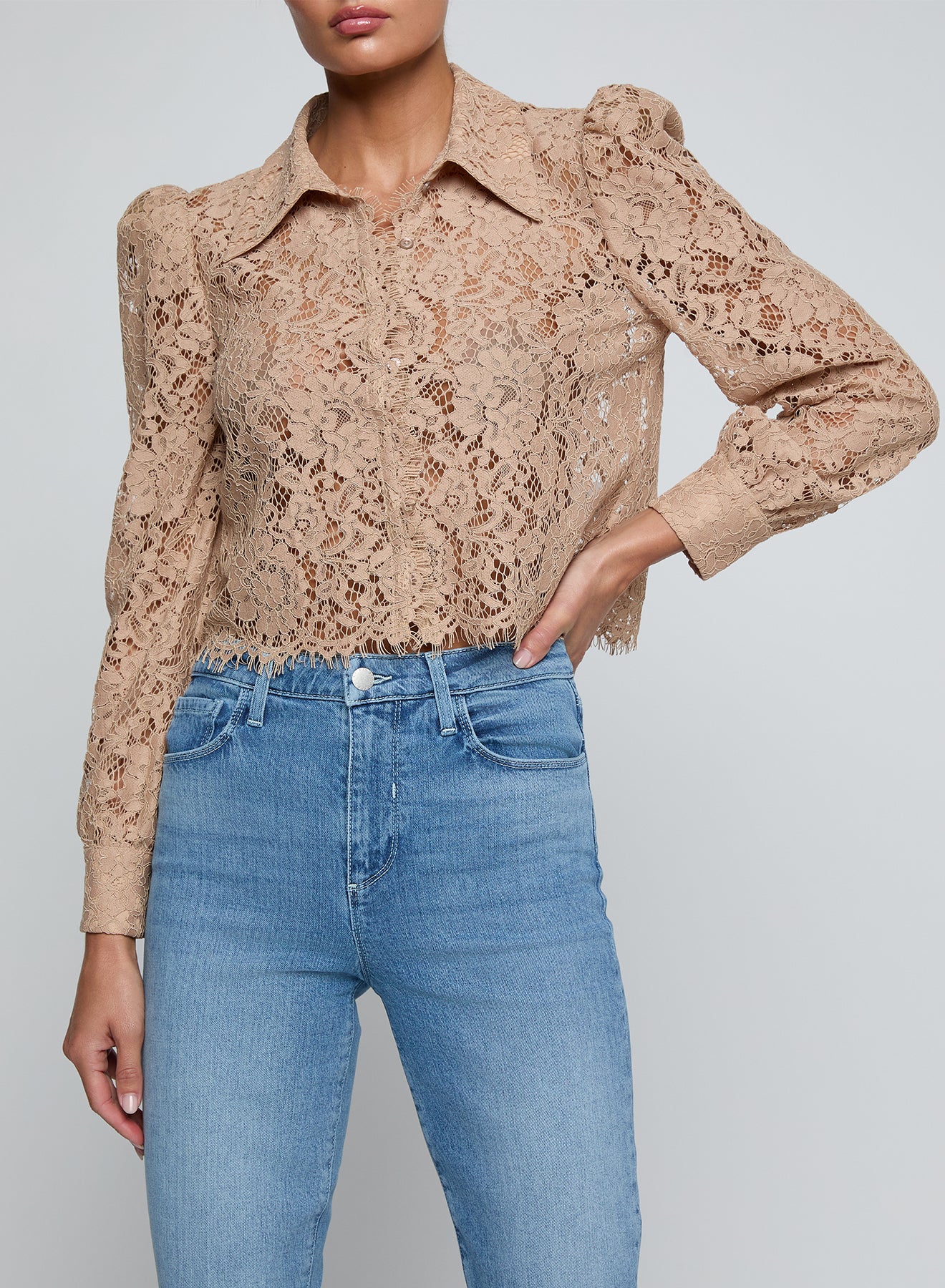 ANITA LACE BUTTON UP