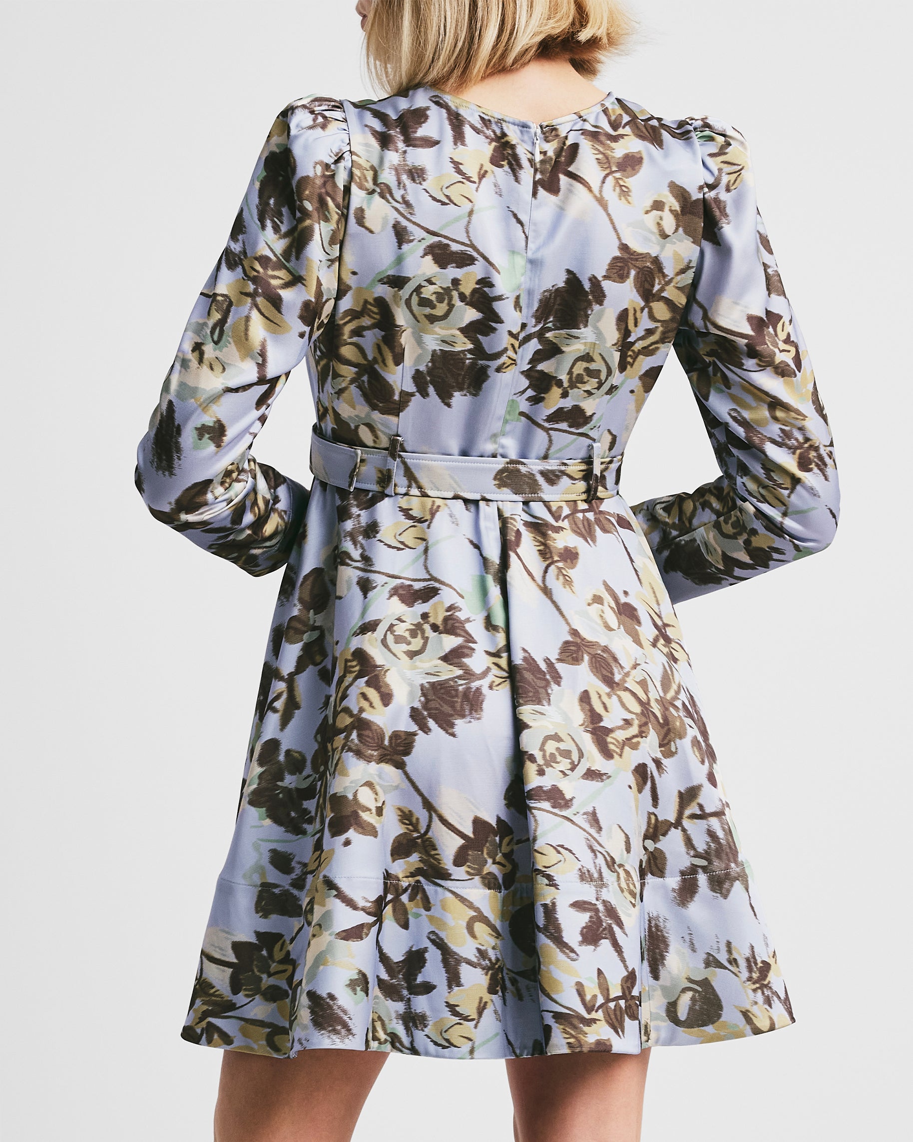Tailored Satin Belt Dress