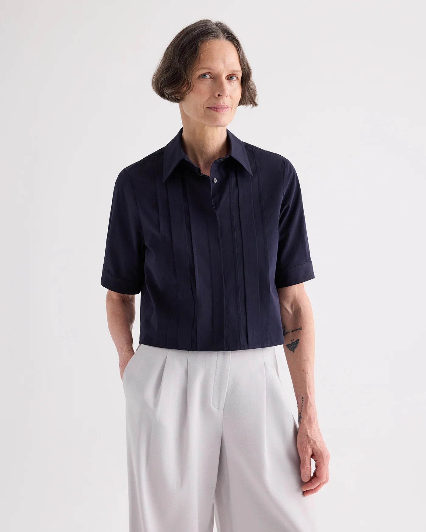 TWP Short Lived Shirt with Pleated Placket
