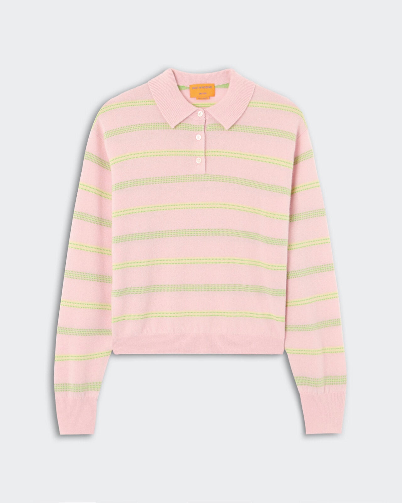 Guest In Residence Collegiate Stripe Polo - Powder Pink
