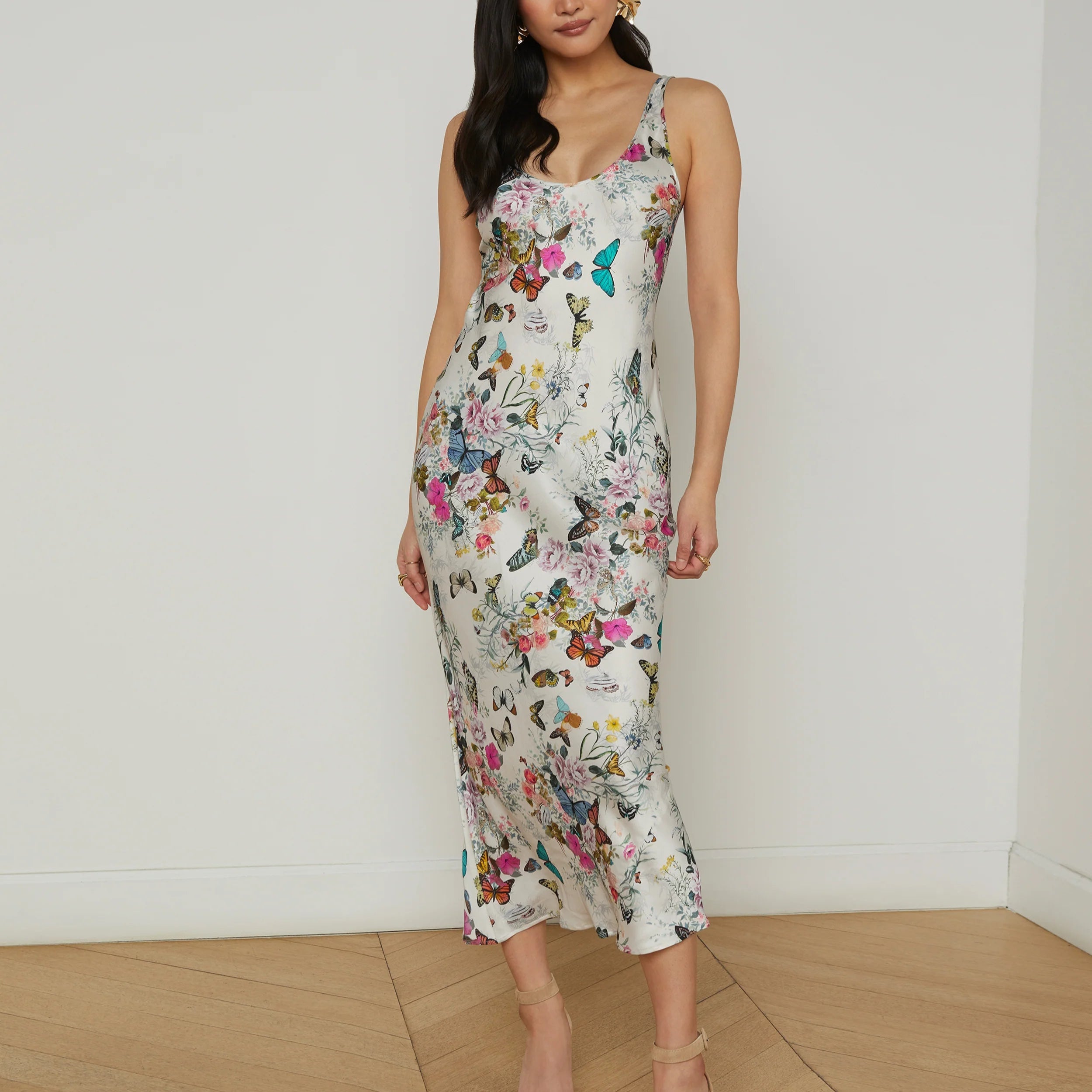 L'Agence Akiya Satin Maxi Dress