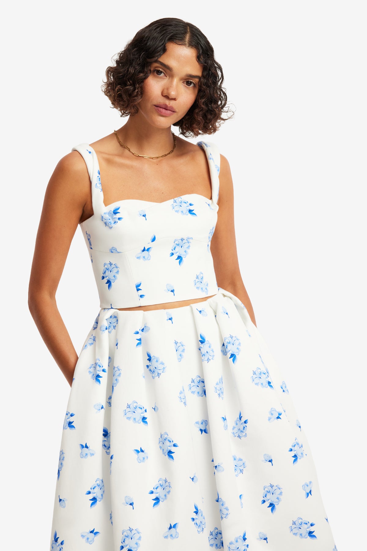 Lexi Top - Ditsy Floral Print in Snow
