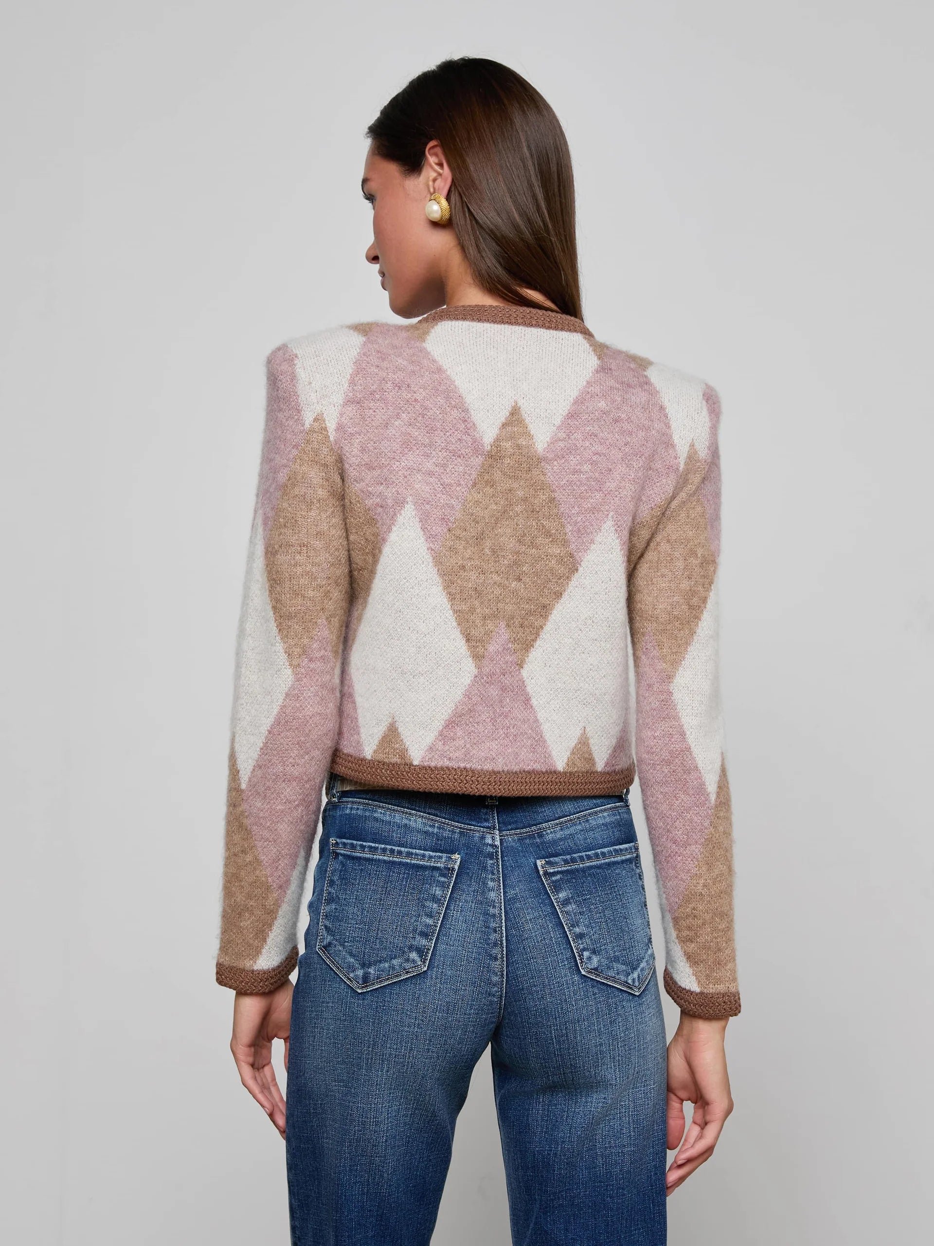 L'Agence Siobhan Fuzzy Argyle Cardigan