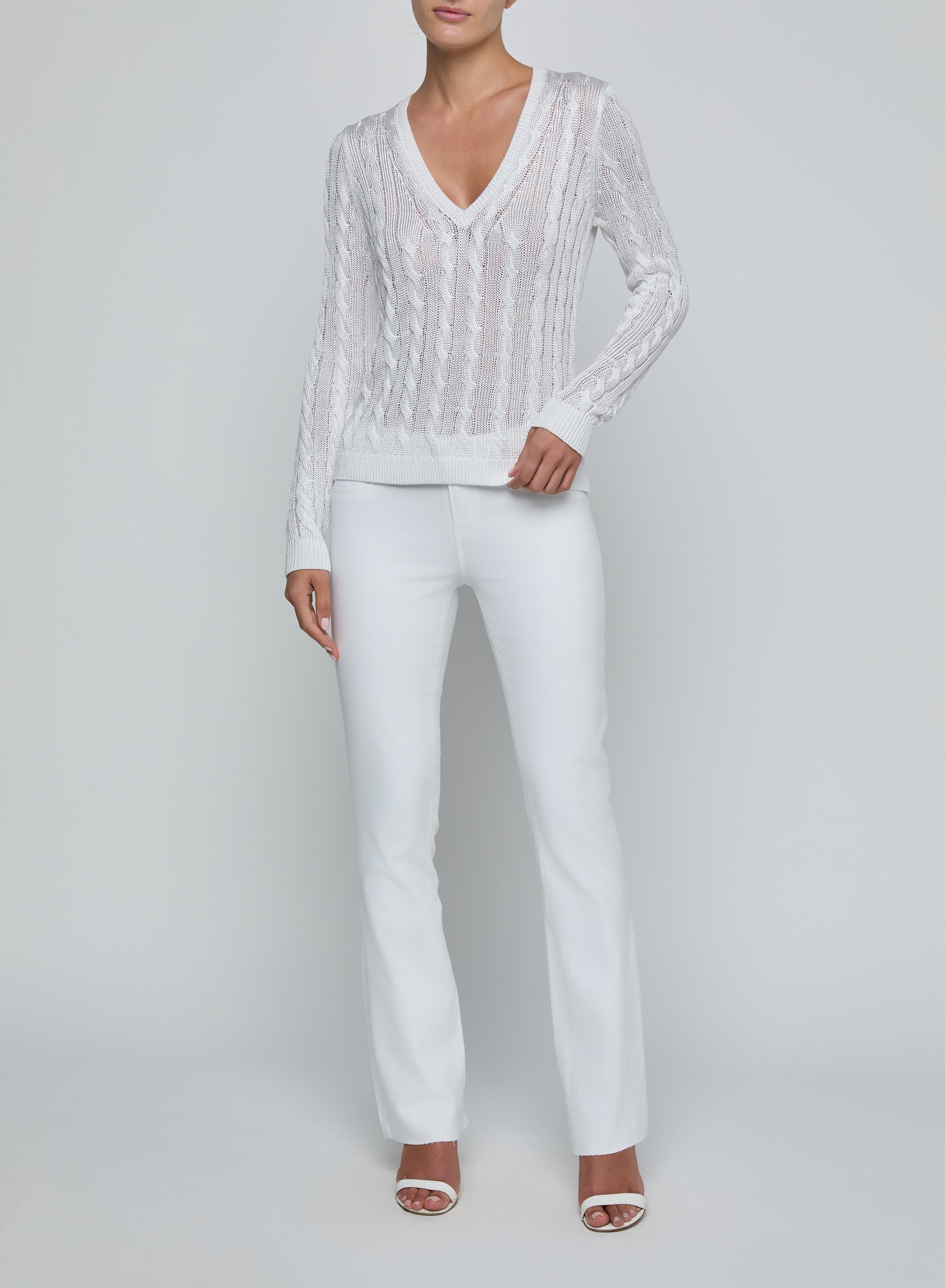 PRESTON CABLE V NECK PULLOVER