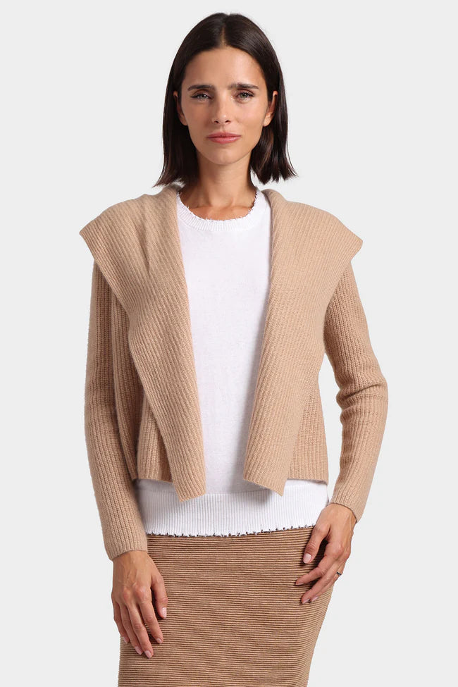 Minnie Rose Cashmere 5GG Shaker Hooded Flyaway Cardigan