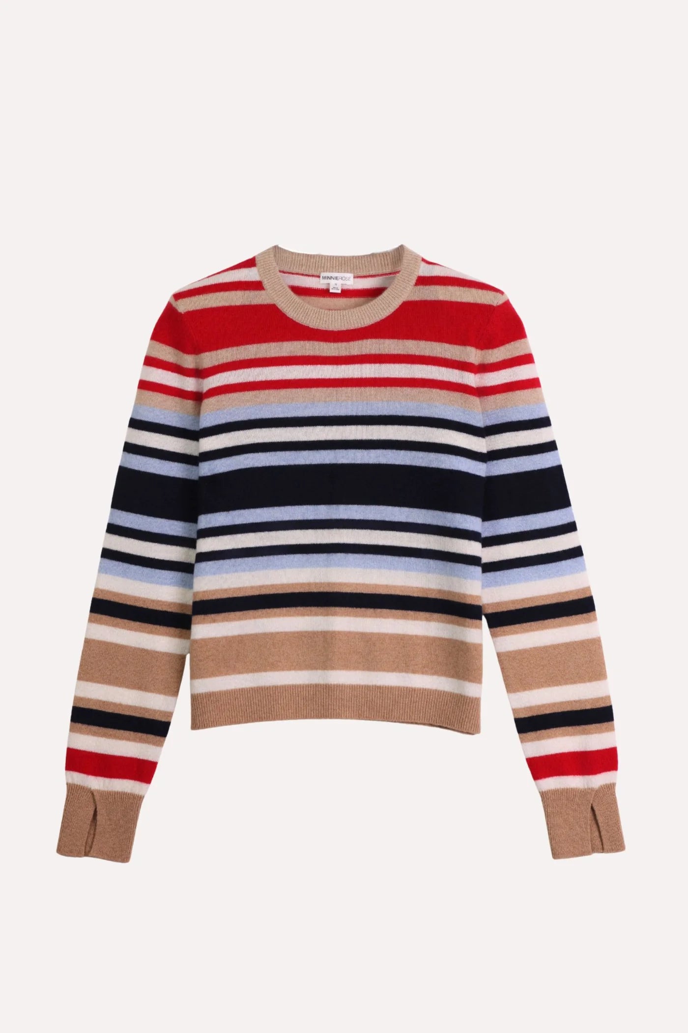 Minnie Rose Cashmere Multi Striped L/S Sweater