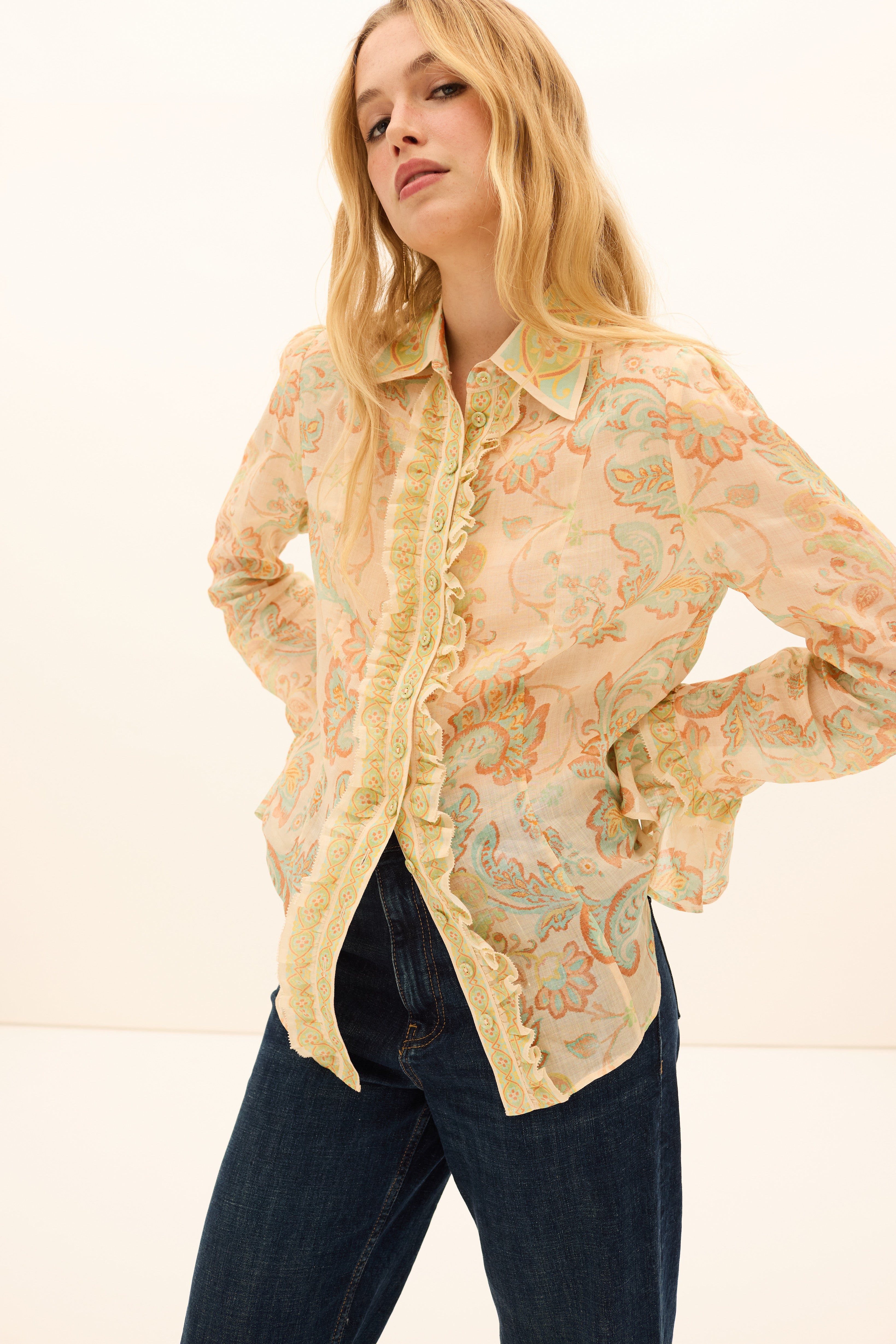 FIORDALISO FRILL BLOUSE