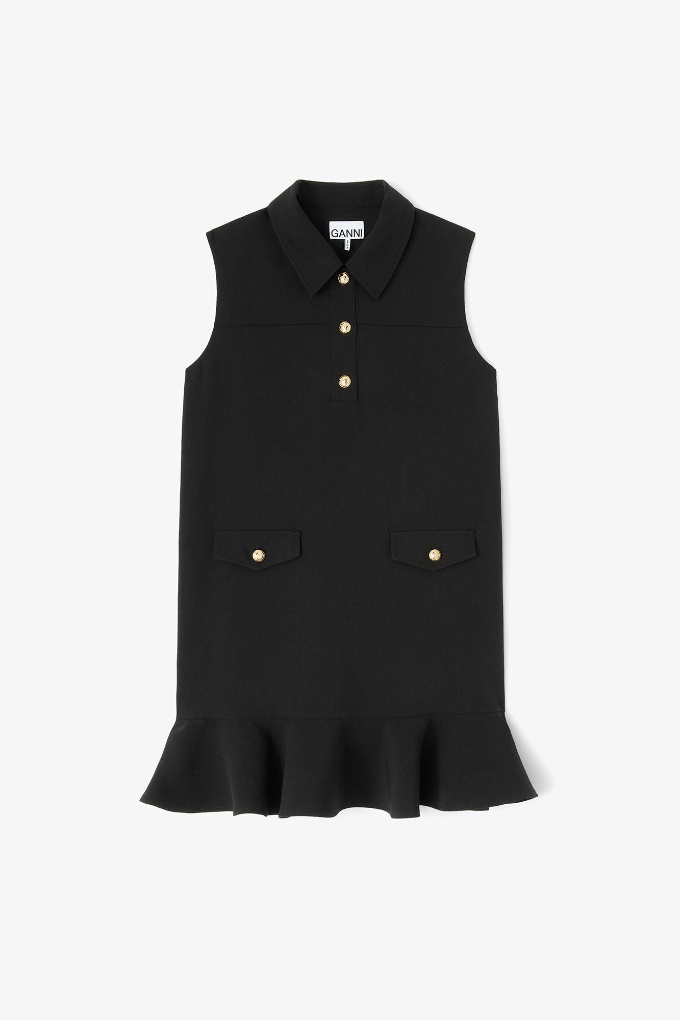 Ganni Black Twill Suiting Mini Dress