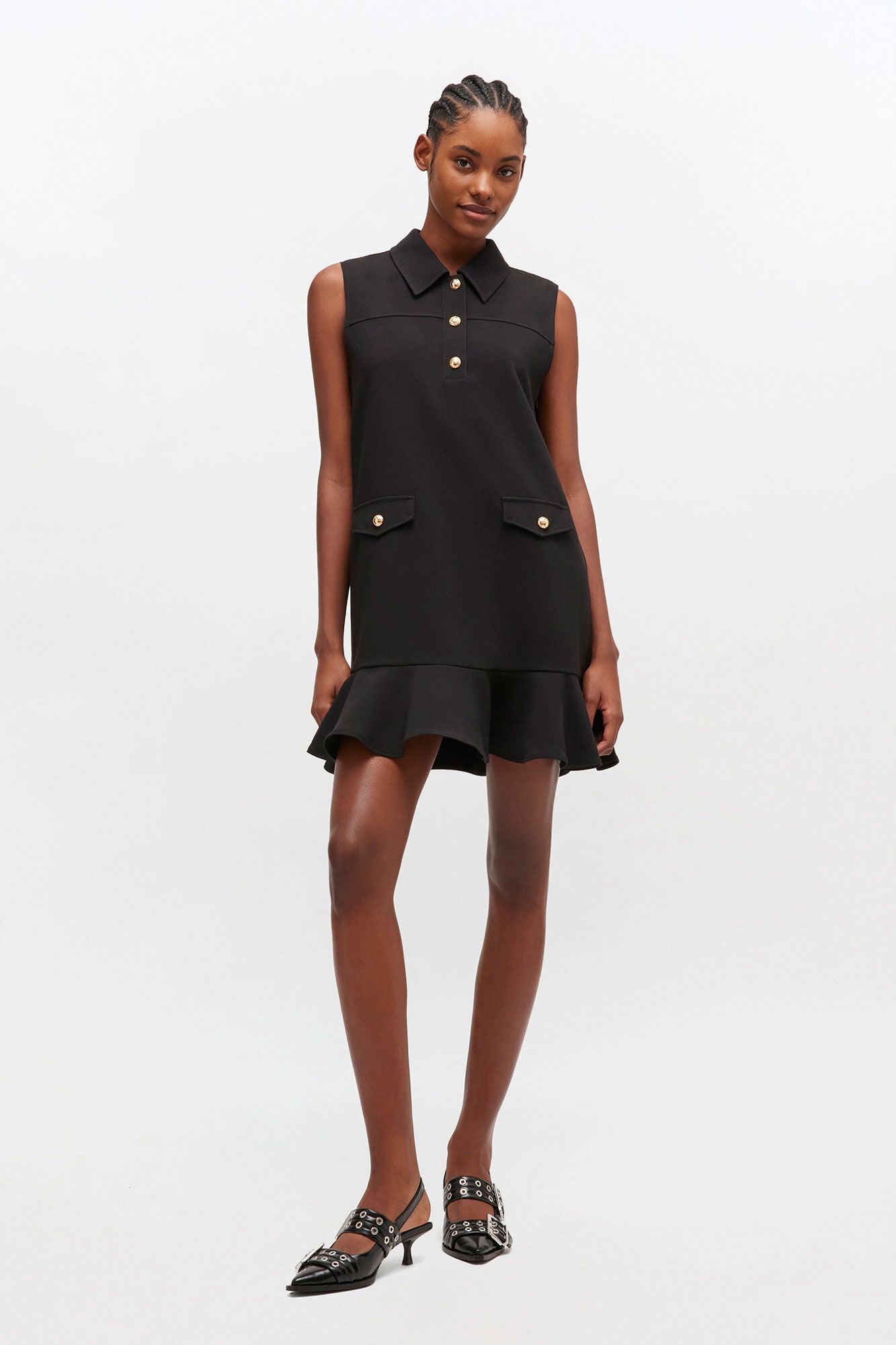 Ganni Black Twill Suiting Mini Dress