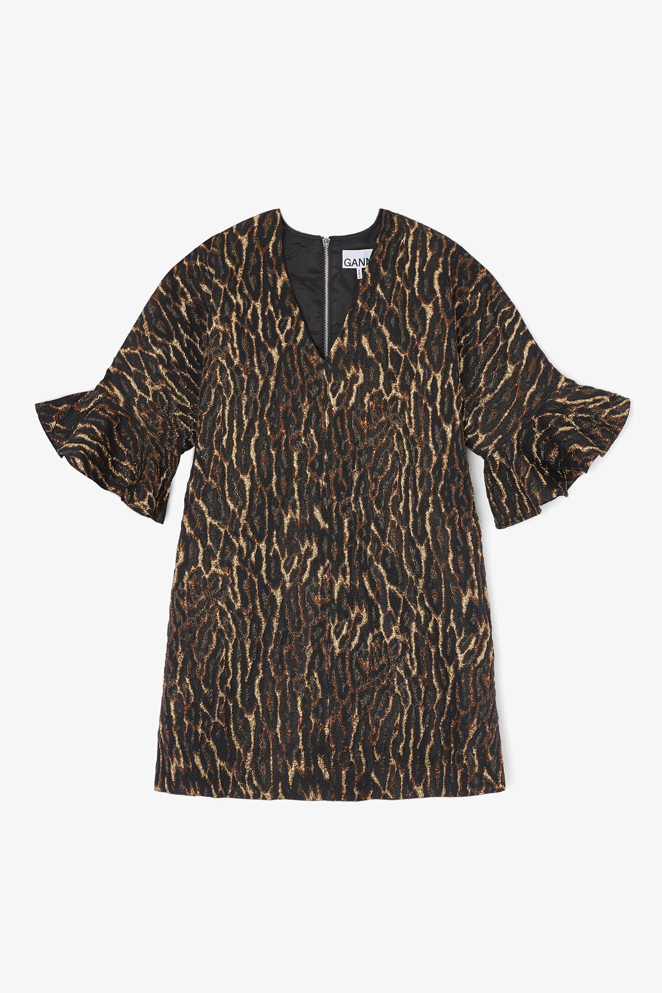 Ganni Metallic Cloque Mini Boxy Dress